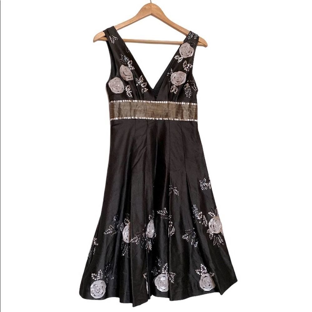 Tibi Green Tag Sequined Floral Silk Dress
